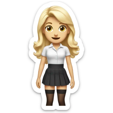 skirt wind thigh high cute adorable emote blonde sticker