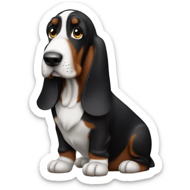Black basset hound sticker