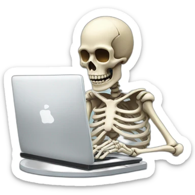 skeleton at computer sticker