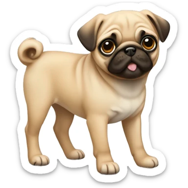 Fawn pug puppy standing  sticker