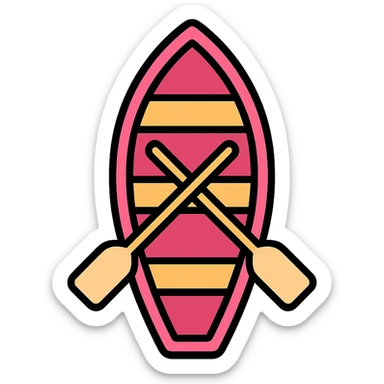 classic pink wooden rowing boat sticker