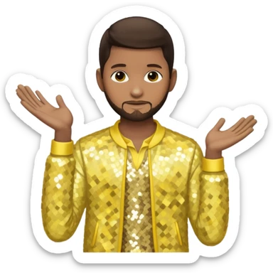 Usher with dark brown hair, pale yellow sequin outfit sticker