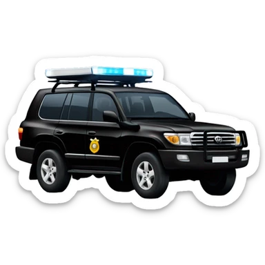 black toyota land cruiser with activated little police lights sticker