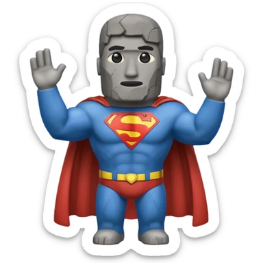 a moai emoji with a superman cape sticker