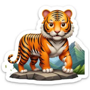 Tigre adulto feroz con la cara mas real no de caricatira en la cima montaña  sticker