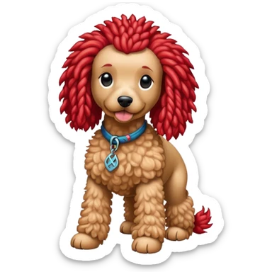Poodle with red dreads sticker