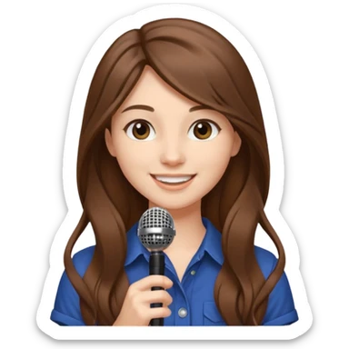 Singer Young woman – long hair, around 20s, holding microphone close sticker