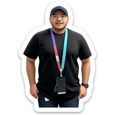 casual male with phone sticker