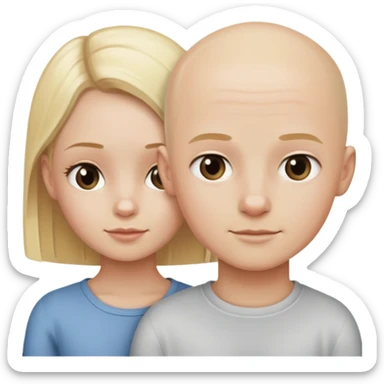 Two siblings one blonde one bald sticker