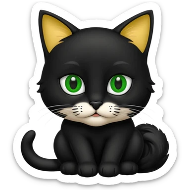 Chat noir peinture mignon assis sticker