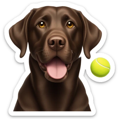 Chocolate lab with tennis ball in mouth sticker