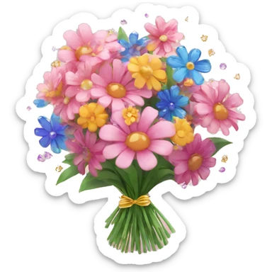 flowers bouquet with a giant sparkle sticker