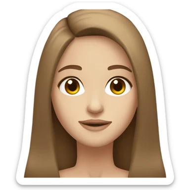 Brown long Straight hair and almond brown eye .  White skin color sticker