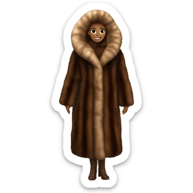 Luxurious brown full length fur coat sticker