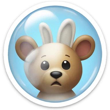 A bear with thought bubble inside he is thinking about a bunny sticker