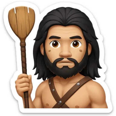 CAVERNÍCOLA con su palo en la mando y recargado en el hombro  sticker