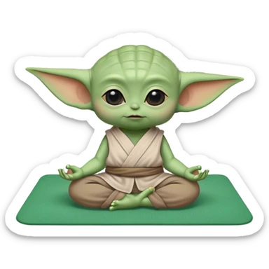 Baby yoda doing yoga on a yoga mat sticker