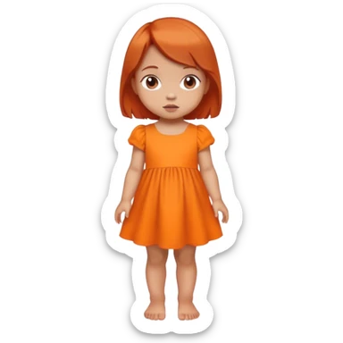 school baby girl   with reddish blunt hair with 2 bunsorange dress sticker