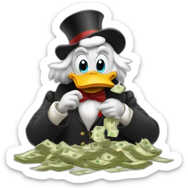 Scrooge McDuck counting money sticker