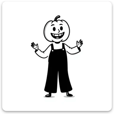 a pumpkin person character, hand drawn doodle style sticker