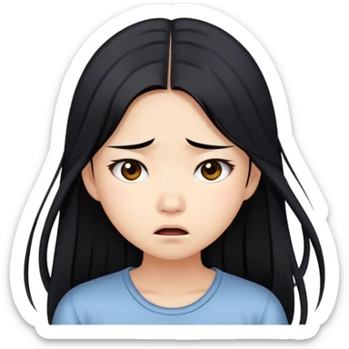 Frustrated pretty asian girl long hair sticker
