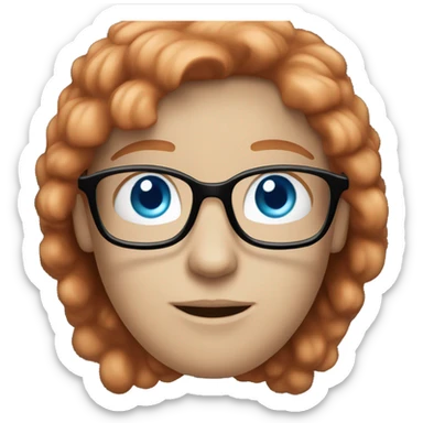 Redhead pale blue eyes glasses sticker