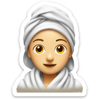 Girl with towel on head and steam around her sticker