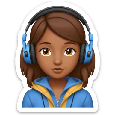 Une fille qui porte un casque écouteur  sticker