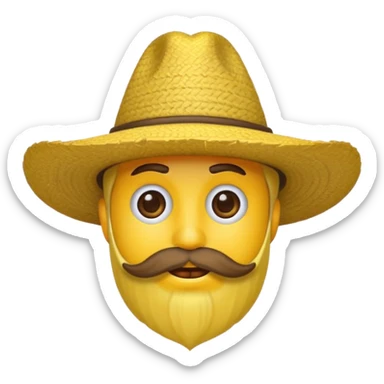Un emojis amarillo con sombrero y barba sticker