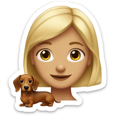 a blonde girl with brown dachshund sticker
