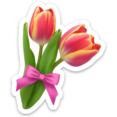 aesthetic tulips in a boquete with a bow  sticker