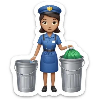 full side body , housekeeper put the trash in can sticker