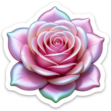 Isolated, die-cut sticker, opalescent pearlescent rose, 3D render sticker