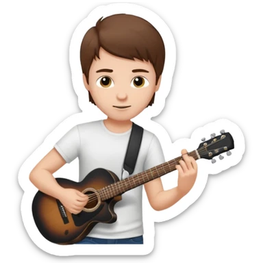 white Guy with brown hair playing a black coloured guitar sticker