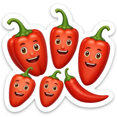 5 red pepper emojis that increase numbers from 1 to 5 with 1 being the lowest and 5 being the greatest sticker
