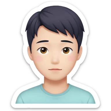 Gorgeous bright sparkly romantic Asian anime pastel guy with blushing face aesthetic trending style outside sticker