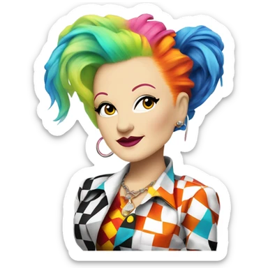 Cyndi Lauper from Time after Time video, hair with checkerboard shave on one side  sticker