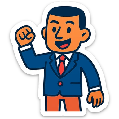business man with black very short haircut in a cartoon style sticker