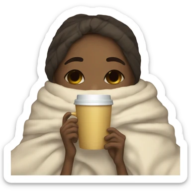 Light girl inside a blanket sipping coffee eyes closed sticker
