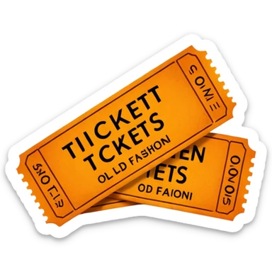 Two orange old fashion movie tickets sticker