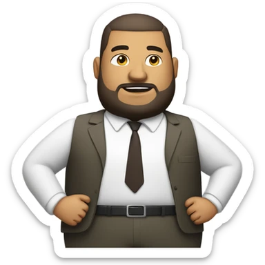 overweight olive skin man, with brown buzz cut and a stubbled beard, with a smart business man outfit on. sticker