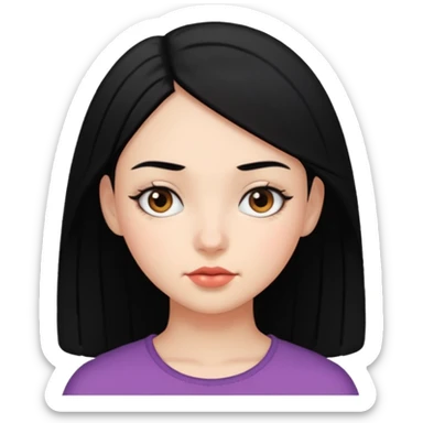 Side eye emoji girl with black hair sticker