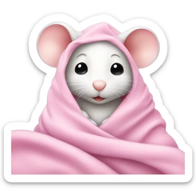 Cute white Mouse in pink blanket  sticker