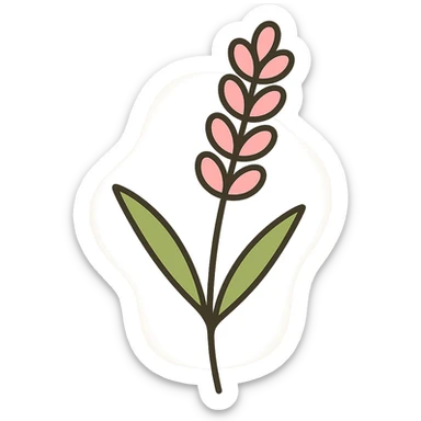 Add a soft, subtle background to the lavender sprig icon, keeping the overall look gentle and minimal. sticker