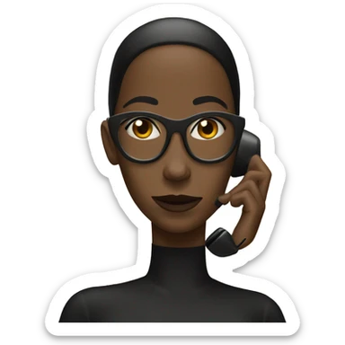 femme noir au telephone sticker