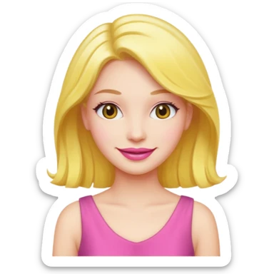 woman Pink lips, deifferent hair, yellow dress. sticker