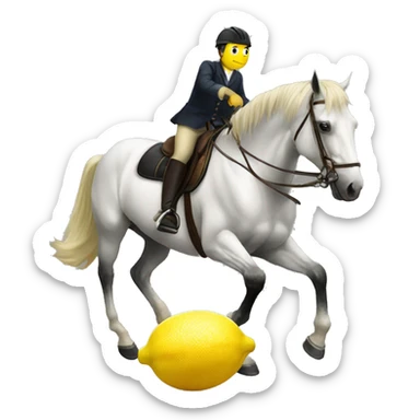 a horse riding a one big lemon sticker