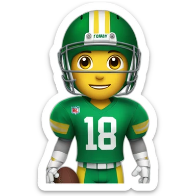 Boy in football gear with a yellow helmet and a Crocodile on it sticker