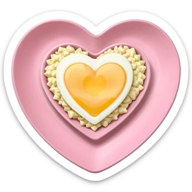 egg salad in a light pink heart shaped plate sticker