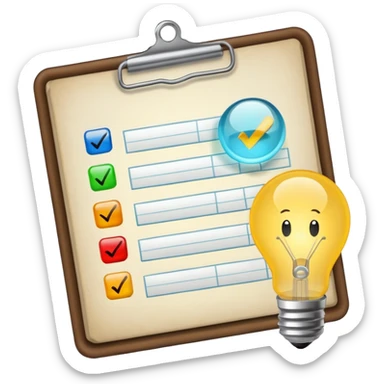 light bulb with a checklist sticker